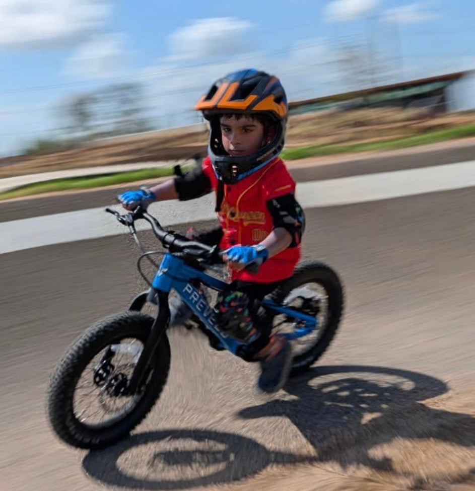 Mad Duck bike of the day 07 - child riding blue Prevelo bike