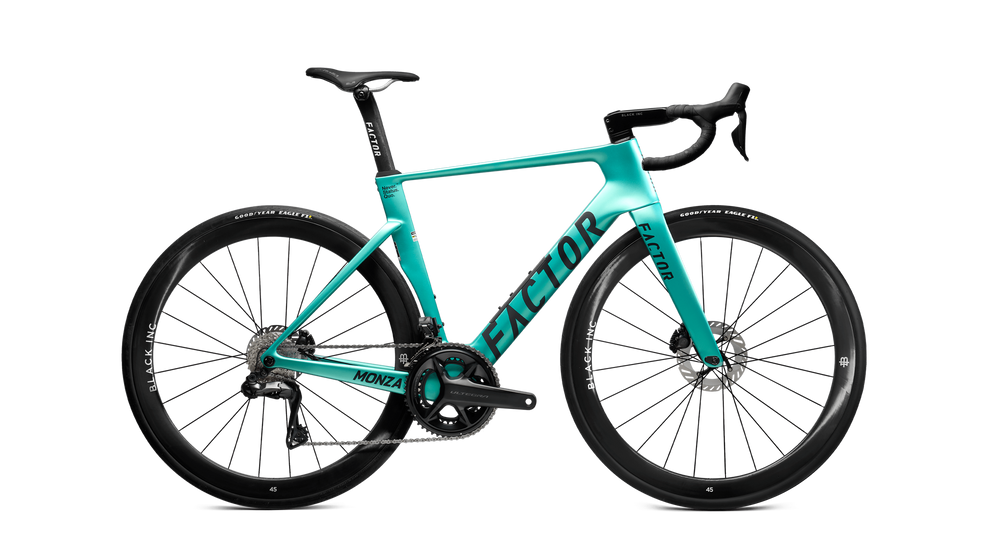 Factor MONZA road bike in Steel Green